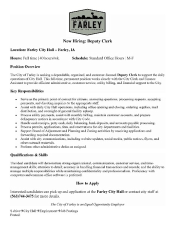 Linked image to Job Opening Deputy Clerk
